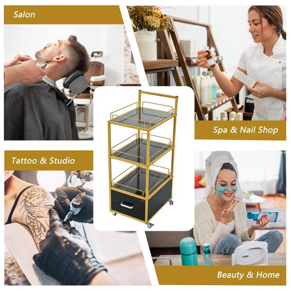 2-Tier Beauty Salon Trolley Cart With Locking Wheels - Mobile Storage For Spa Equipment & Tools
