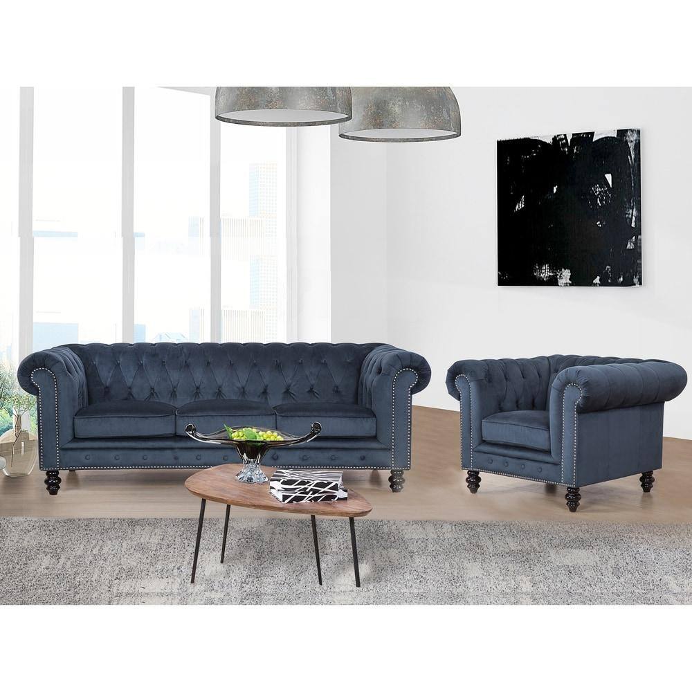 DEVON & CLAIRE Grand Chateux 80 in. Rolled Arm Velvet Rectangle Sofa in