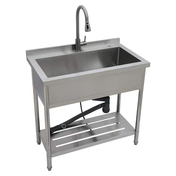 36 in. Freestanding Stainless Steel Single Bowl Commercial Utility Sink with Faucet for Laundry Room