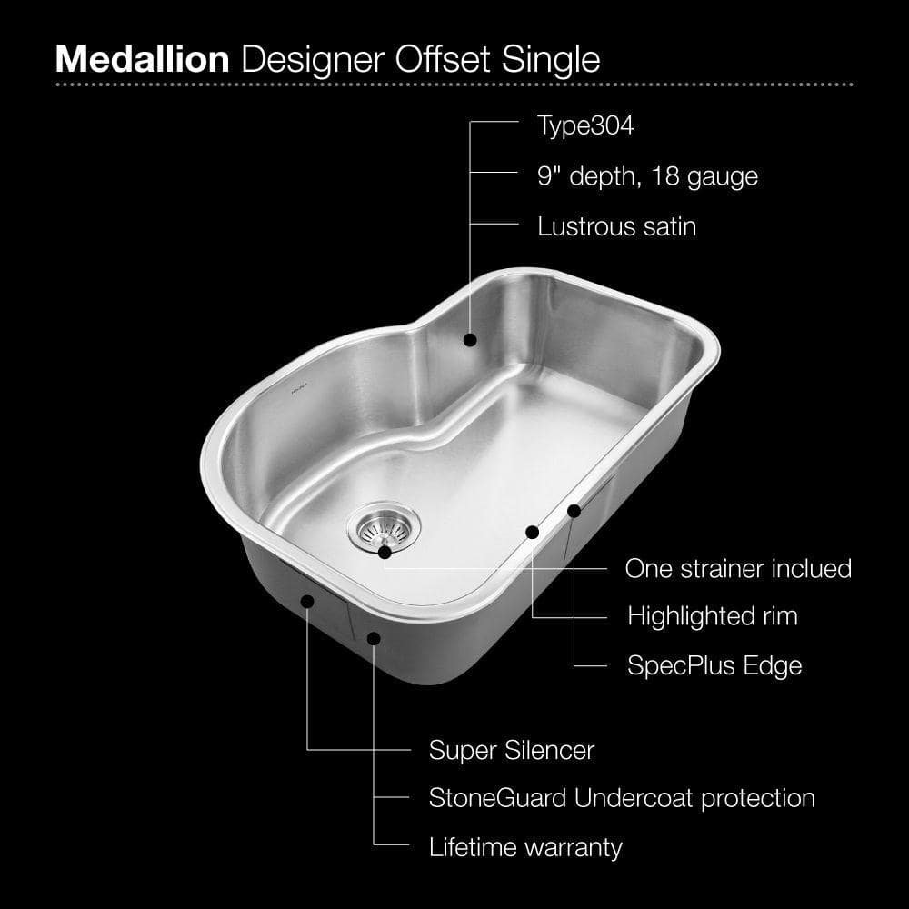 Medallion Stainless Steel Undermount Single Bowl Kitchen Sink