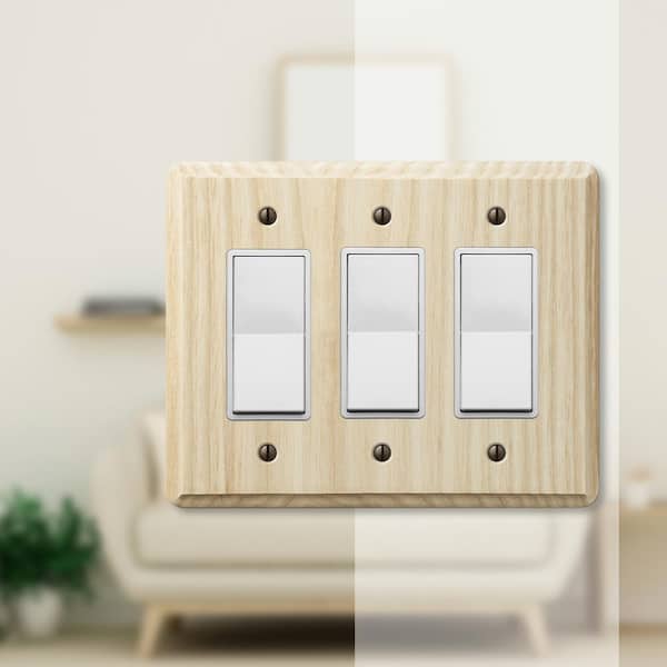 Contemporary 3 Gang Rocker Wood Wall Plate - Unfinished Ash