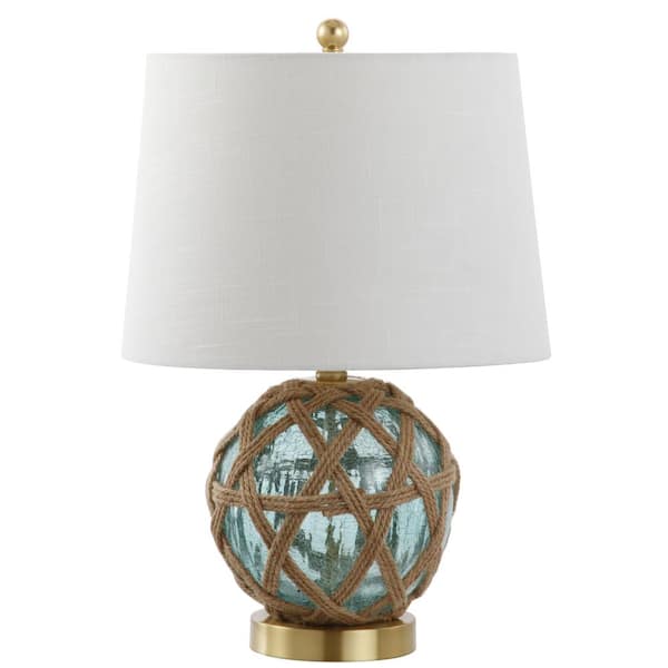 Photo 1 of Andrews 21.5 in. Blue LED Glass/Rope Table Lamp