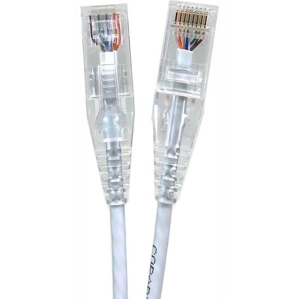 Micro Connectors, Inc 10 ft. 28AWG Ultra Slim CAT 6 Patch Cables, White (5 per Box)