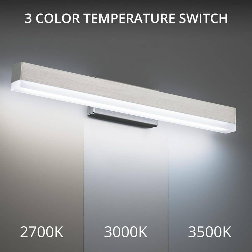 Brushed Aluminum Dimmable LED Bath Bar with Clear Glass