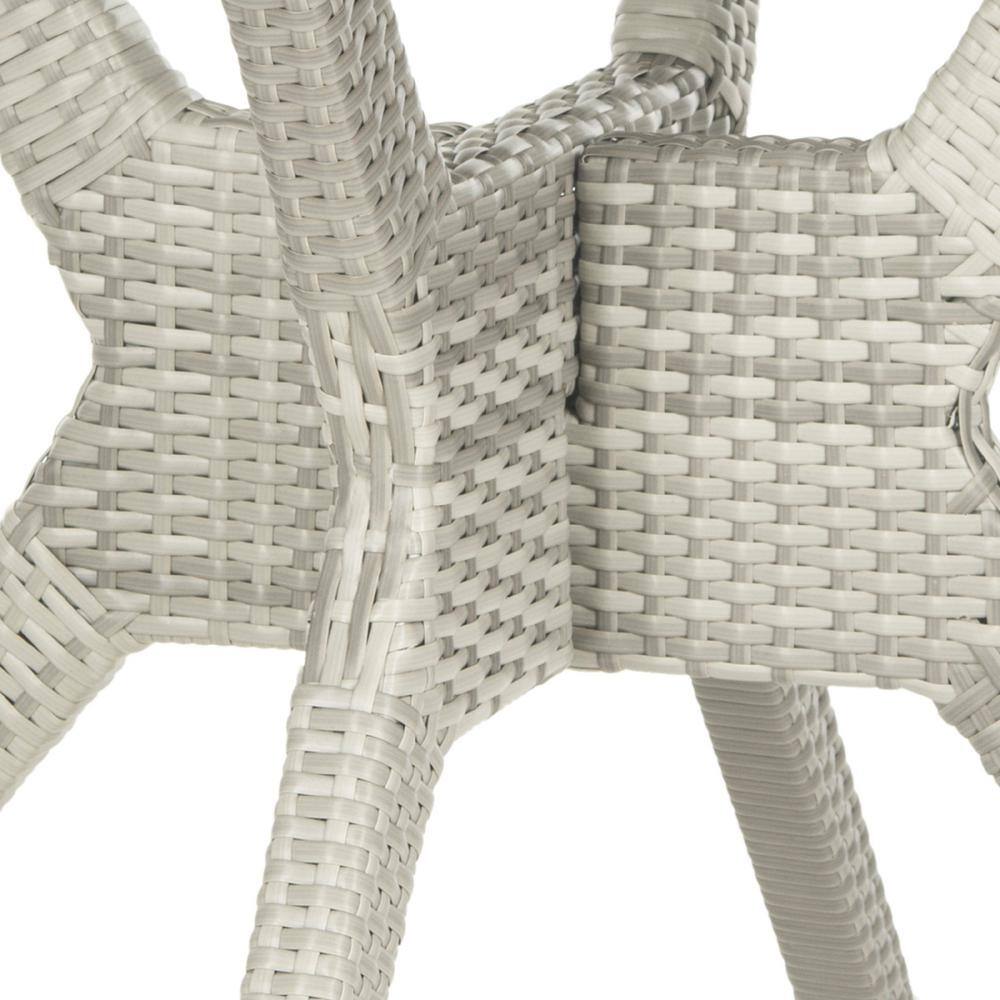 Langer Gray Round Wicker and Glass Dining Table