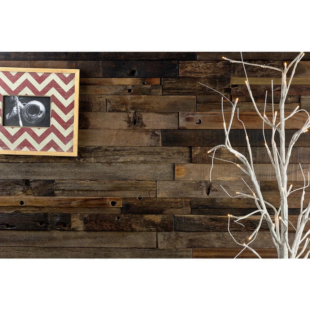 24" x 12" Natural Brown Reclaimed Wood Mosaic Tile