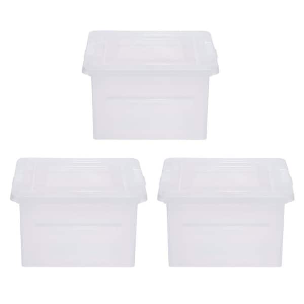IRIS Latter and Legal File Organizer Box, Storage Tote, with Snap Tight Lid, in Clear, (3 Pack)