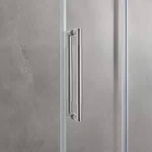 Dylan 58 1/2 in. - 60 in. W x 76 in. H Sliding Frameless Shower Door in Brushed Nickel Finish with Clear Glass