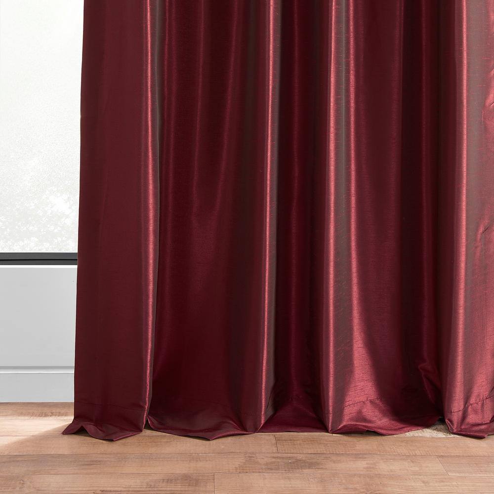 Ruby Faux Silk Pleated 120-Inch Window Curtain Panel