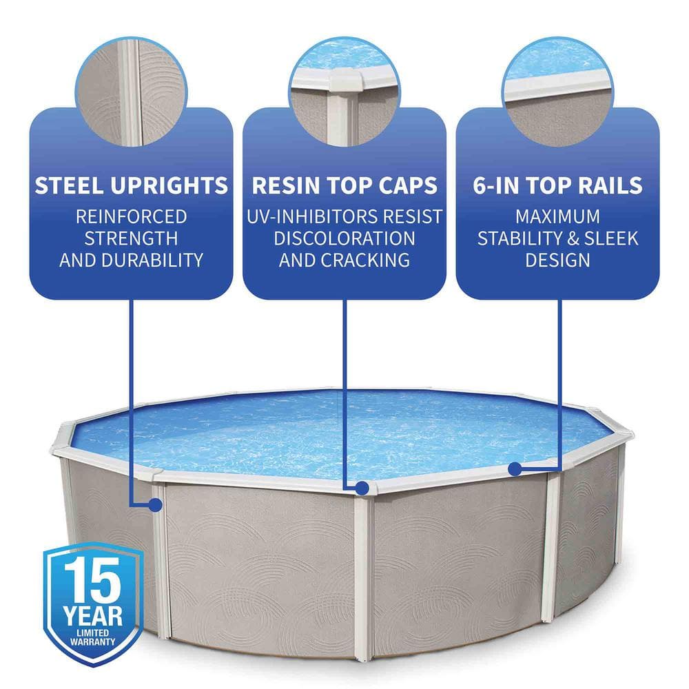 Belize Round 24' Steel Above-Ground Pool with Filter Pump