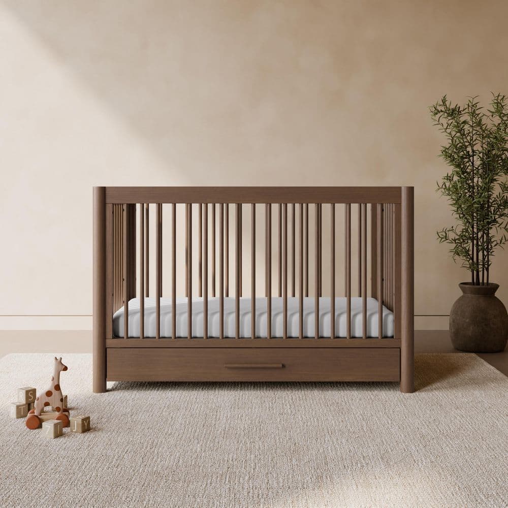 Malta Hazelnut 5-in-1 Convertible Crib with Drawer and Toddler Guardrail