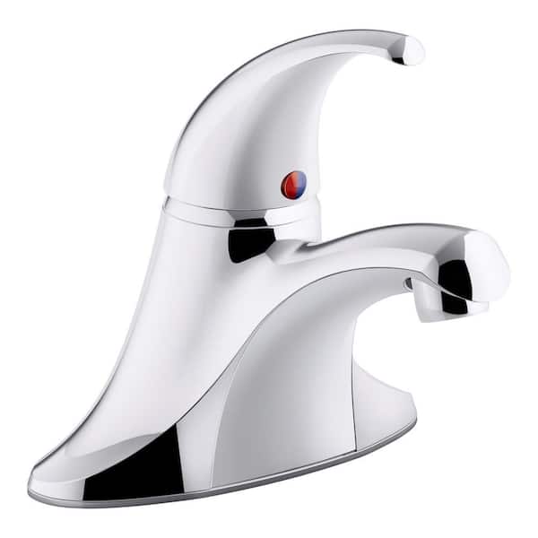 KOHLER Coralais 4 in. Centerset Single-Handle Bathroom Faucet with Grid Drain and Vandal-Resistant Aerator in Polished Chrome