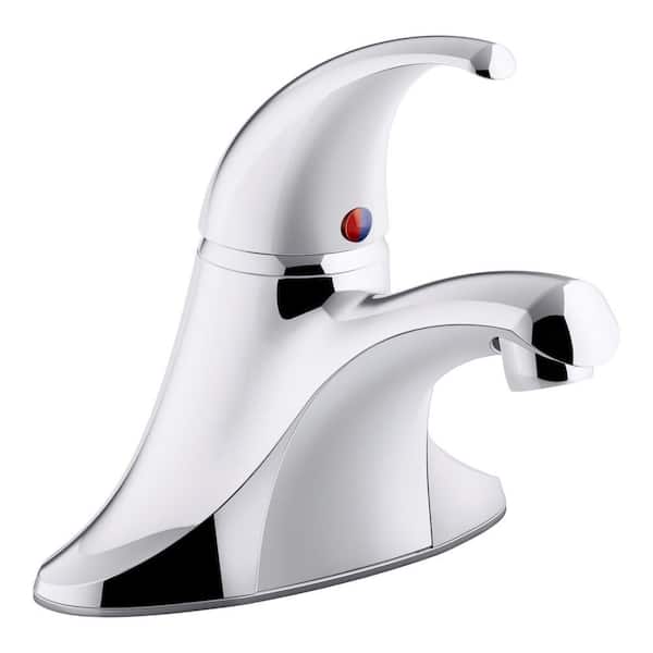 KOHLER Coralais 4 in. Centerset Single-Handle Bathroom Faucet with Plastic Pop-Up Drain in Polished Chrome