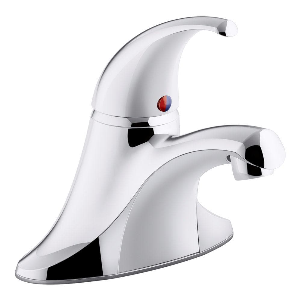 KOHLER Coralais 4 in. Centerset Single-Handle Bathroom Faucet with Plastic Pop-Up Drain in Polished Chrome, Project Pack -  P15182-4DRA-CP