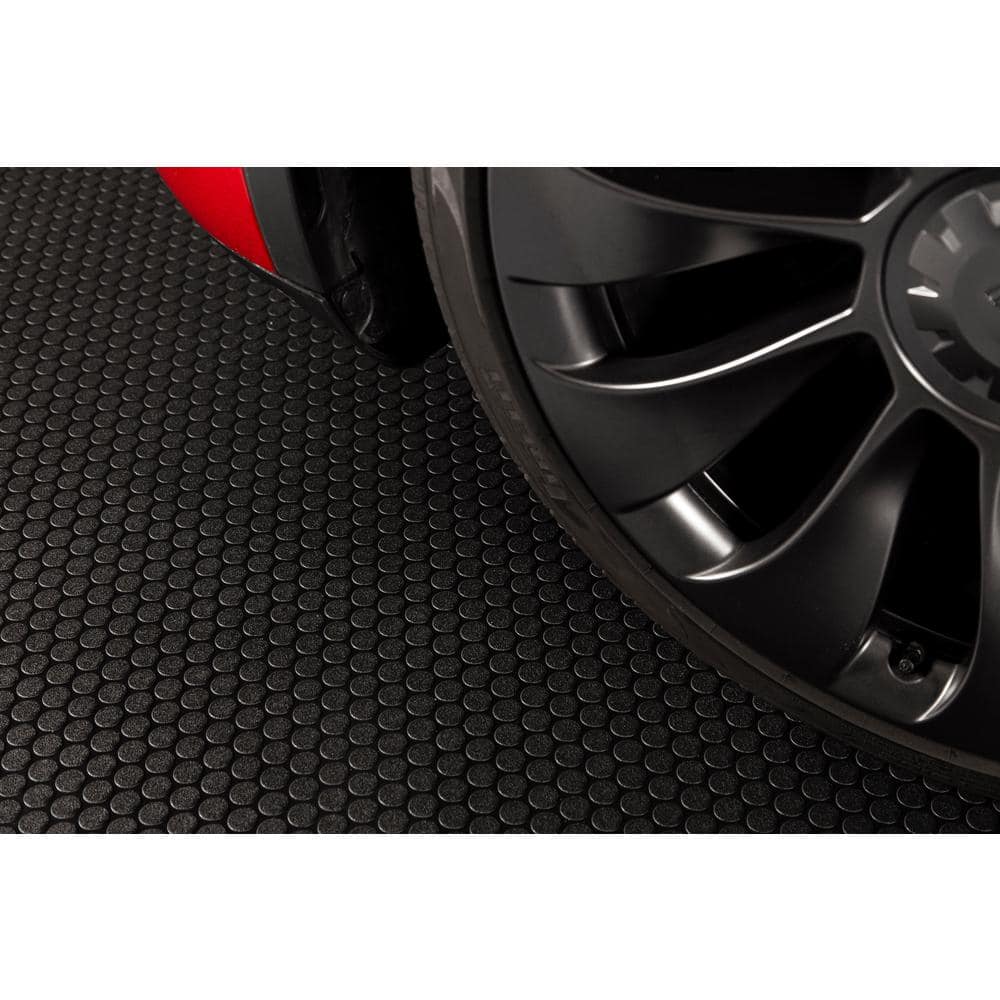 Midnight Black Small Coin Pattern Vinyl Garage Flooring Mat