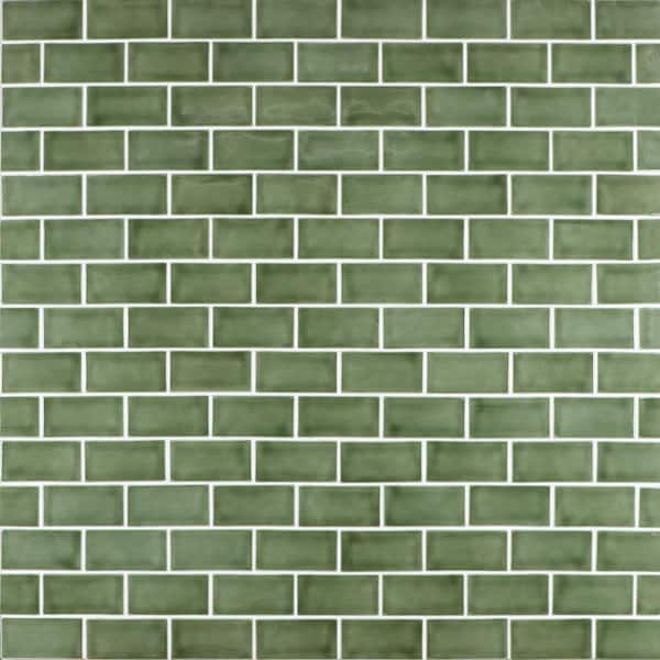 Ivy Hill Tile Delphi Subway Deep Emerald 3 in. x 6 in. Polished Glass Wall Tile (32 Pieces 4 sq. ft. / Case)