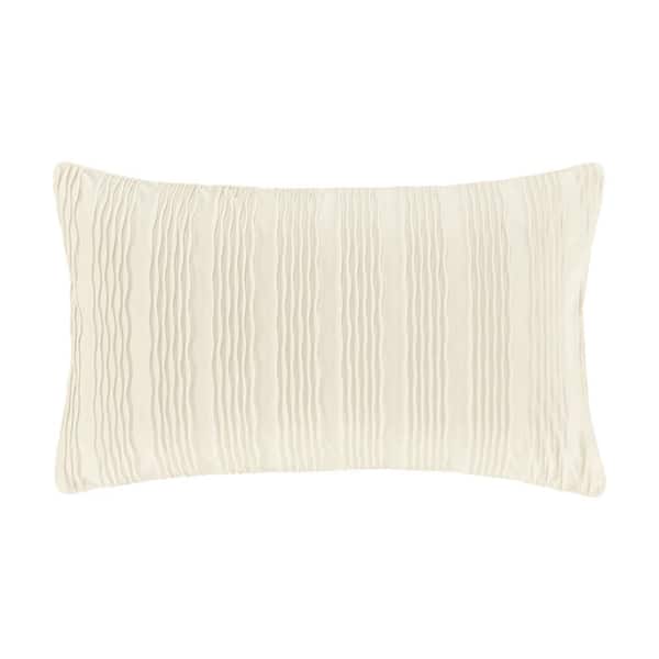 Toulhouse Wave Ivory Polyester Lumbar Decorative Throw Pillow Cover 14 x 40 in.