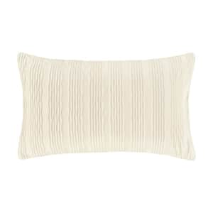 Toulhouse Wave Ivory Polyester Lumbar Decorative Throw Pillow Cover 14 x 40 in.