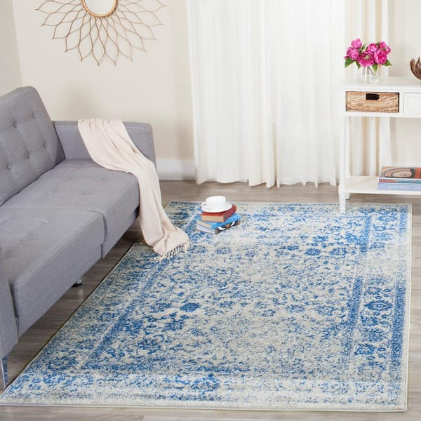 Farrah Gray/Blue 9 ft. x 12 ft. Border Area Rug