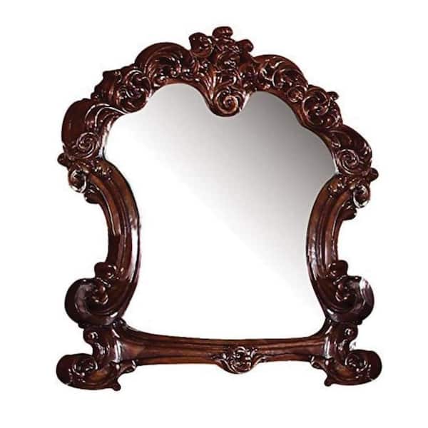 HomeRoots 47 in. W x 45 in. H Wood Dark Brown Wood Dresser Mirror