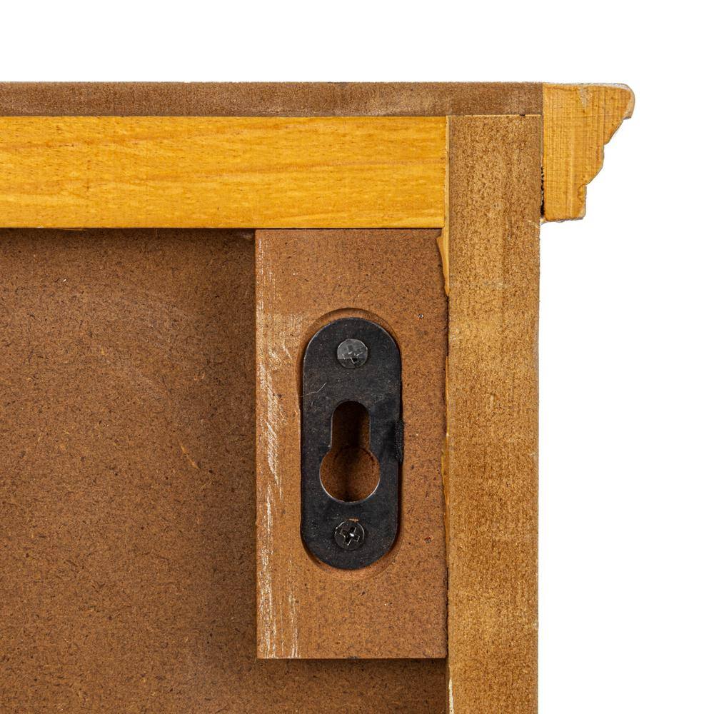 Ivory Wood and Glass Wall Cabinet with Hooks