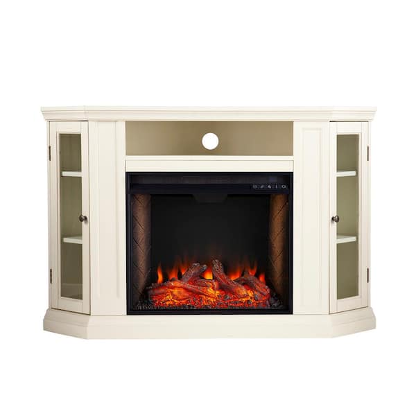 Southern Enterprises Denton Alexa Enabled 48 in. Electric Smart Fireplace in Ivory