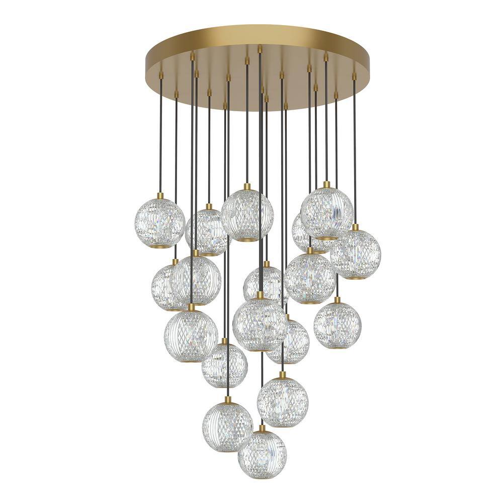 Marni 18-Light Natural Brass LED Cluster Pendant