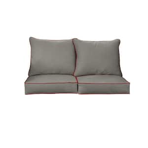 27 in. x 29 in. Sunbrella Deep Seating Indoor/Outdoor Loveseat Cushion Canvas Charcoal and Jockey Red