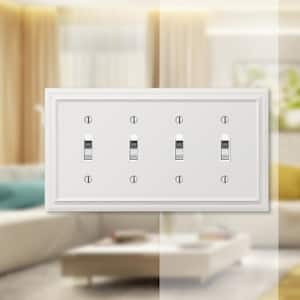 Continental 4 Gang Toggle Metal Wall Plate - White