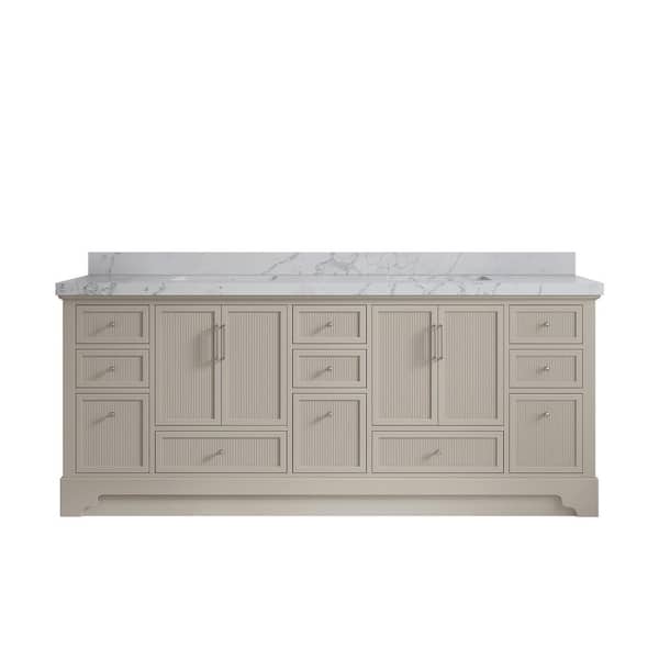 Willow Collections Alys 84 in. W x 22 in. D x 36 in. H Double Sink Bath Vanity in Fine Grain with 2 in. Venatino Top