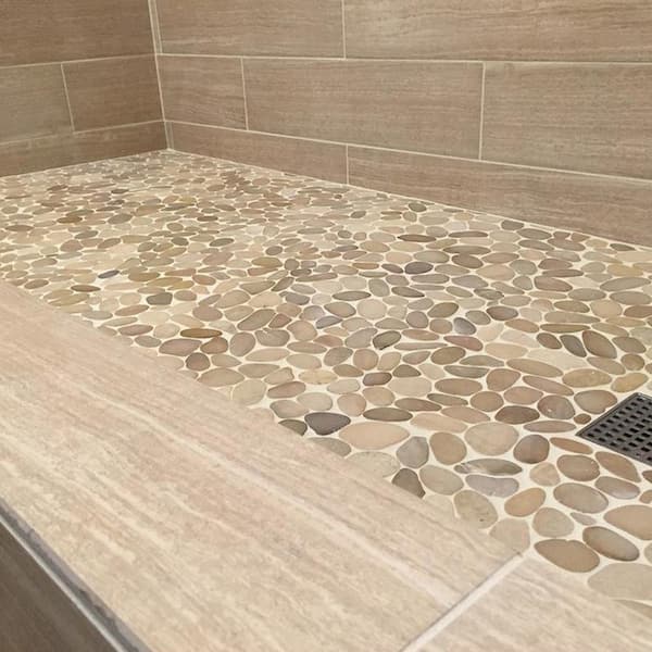 Pebble tile online shower floor