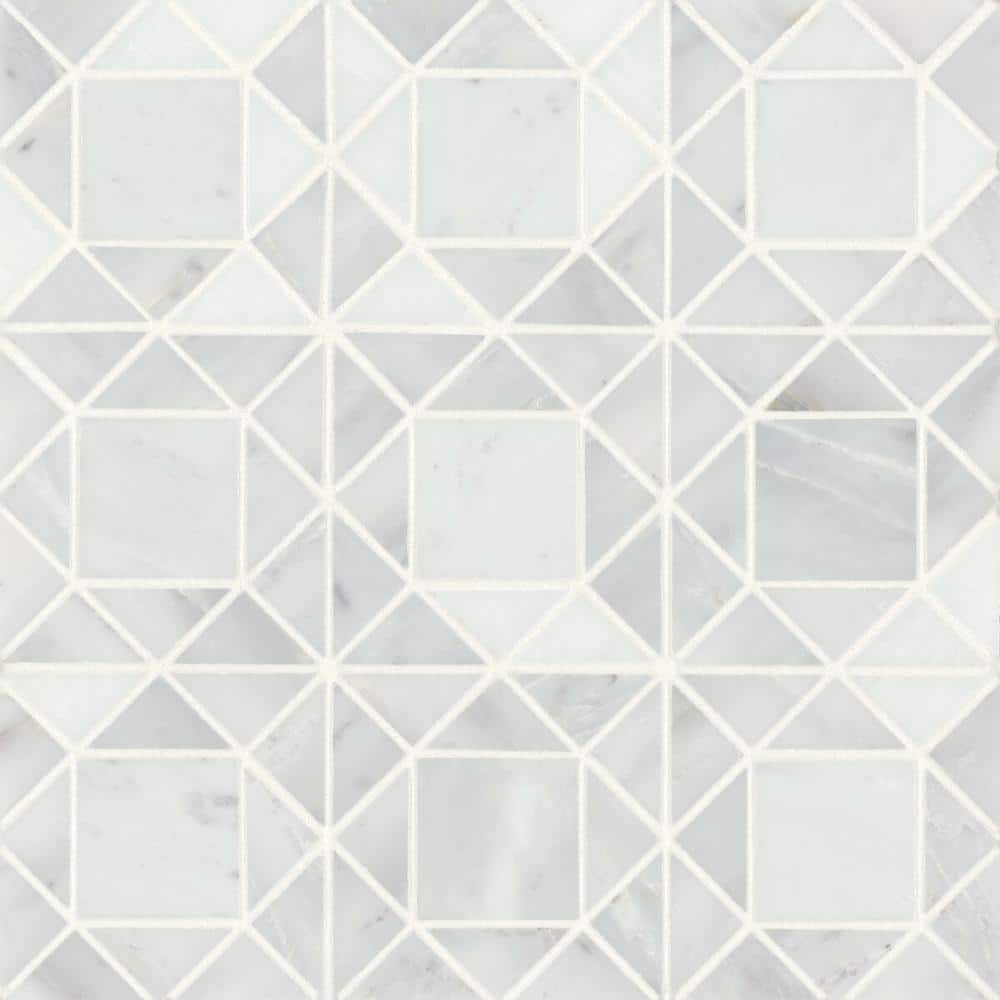 Monet Square 11 in. x 11 in. Honed Oriental White Marble Mosaic Tile (4.79 sq. ft./Carton) -  Bedrosians, 100001395