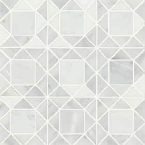 Monet Square 11 in. x 11 in. Honed Oriental White Marble Mosaic Tile (4.79 sq. ft./Carton)
