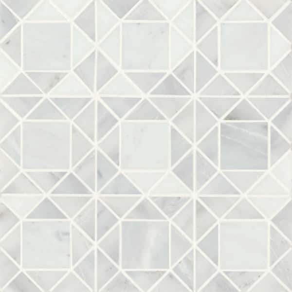 Bedrosians Monet Square 11 in. x 11 in. Honed Oriental White Marble ...