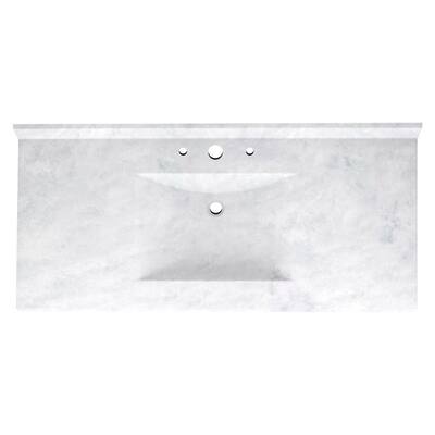 Contour 43 in. W x 22 in. D Solid Surface Vanity Top with Sink in Ice