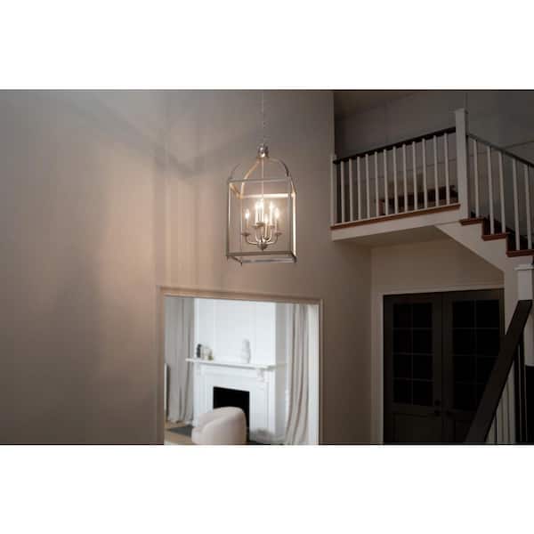 Kichler Larkin 8-Light Brushed Nickel Transitional Lantern Large Hanging Pendant Light