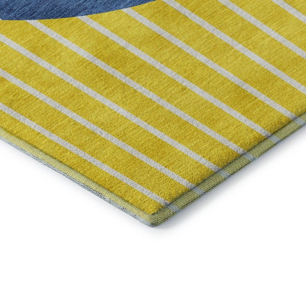 Mayfield Premium Machine Washable Abstract AMF994 Yellow 5 ft. x 7 ft. 6 in. Area Rug