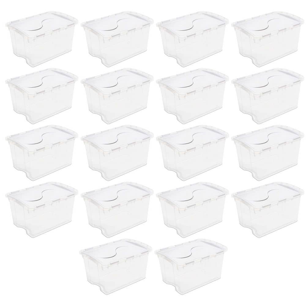 Single 48 Qt. Hinged Lid Storage Box Tote Container (18-Pack)