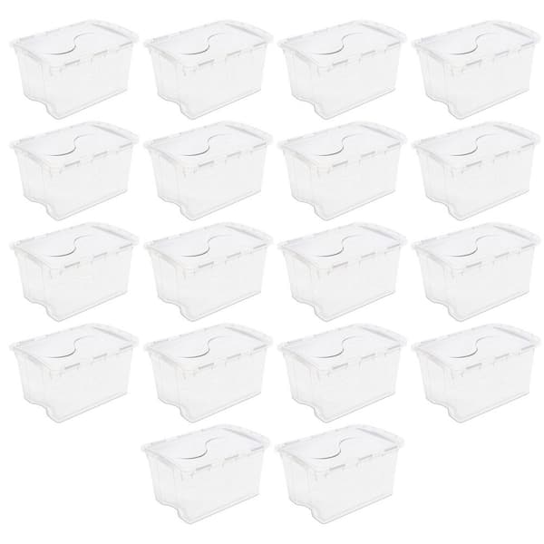 Single 48 Qt. Hinged Lid Storage Box Tote Container (18-Pack)