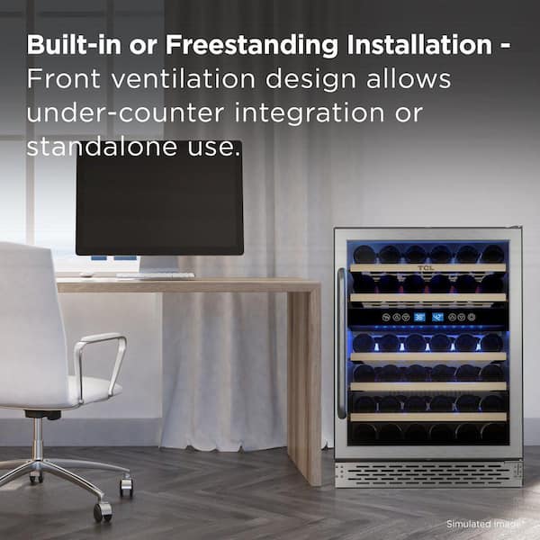 TCL Dual Zone 46-Wine Bottles Stainless Look Wine Cooler TRW46B8AS