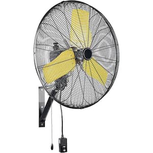 24 in. 3-Speeds Outdoor Wall Mounted Fan in Yellow with IP44 Enclosure Motor, Sealed Control Box, GFCI Plug