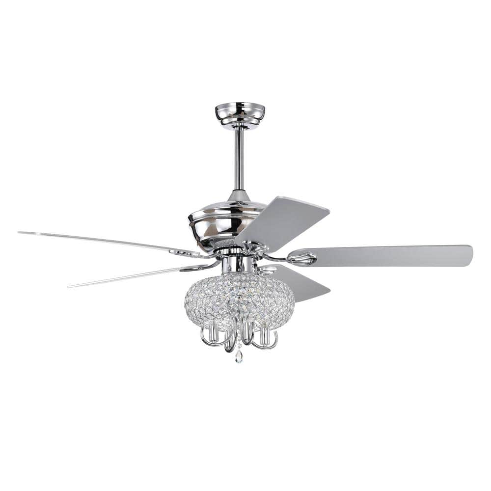 52 in. Smart Indoor Chrome Crystal Ceiling Fan with Remote