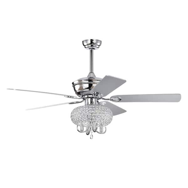 52 in. Smart Indoor Chrome Crystal Ceiling Fan with Remote