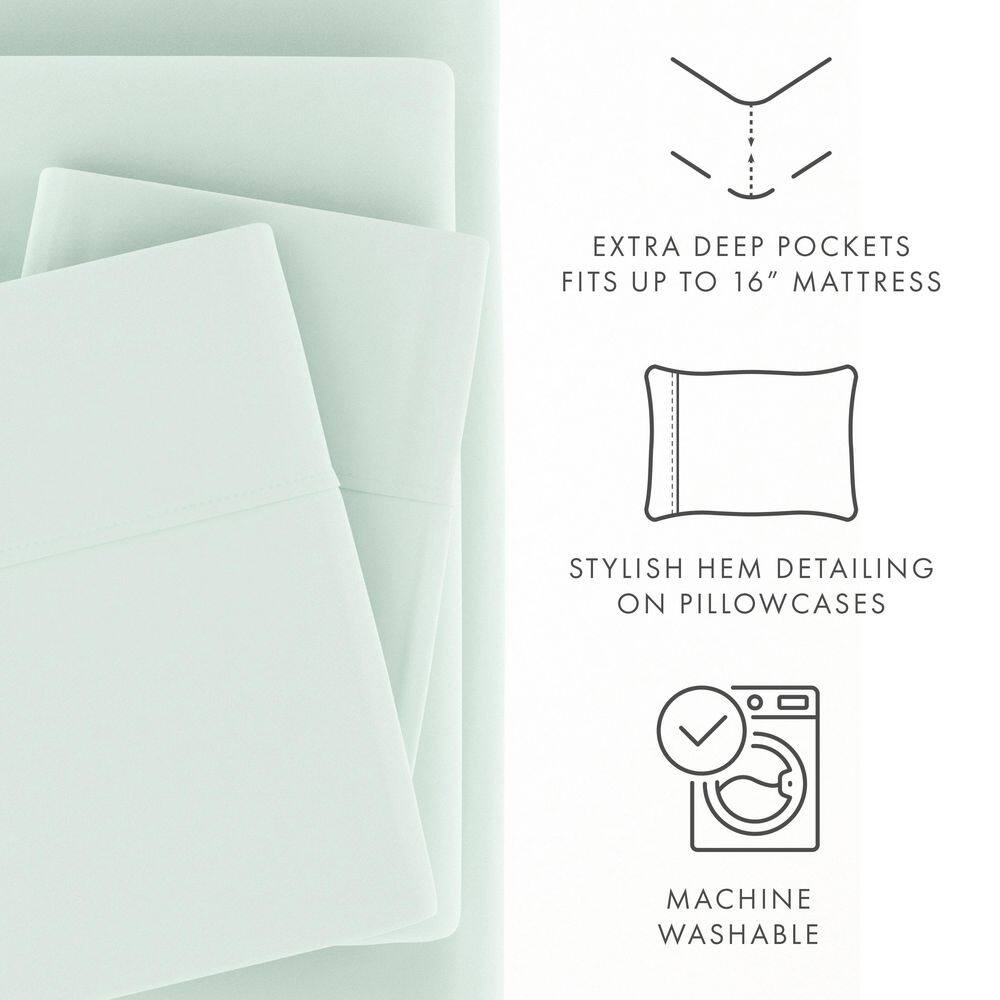Mint Full Deep Pocket Solid Microfiber Bed Sheet Set