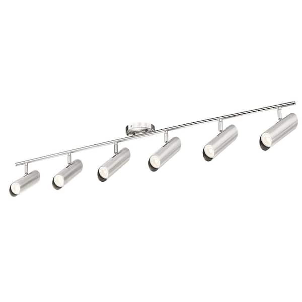 4.1 ft. Brushed Nickel Integrated LED Ceiling Mounted Hardwired Track Lighting Kit with Cylinder Head