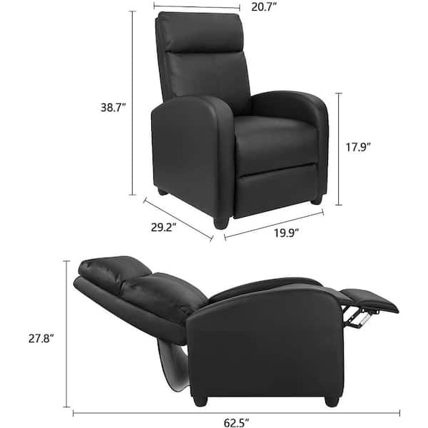 Black Leather Standard Power Recliner with 2-Point Massage