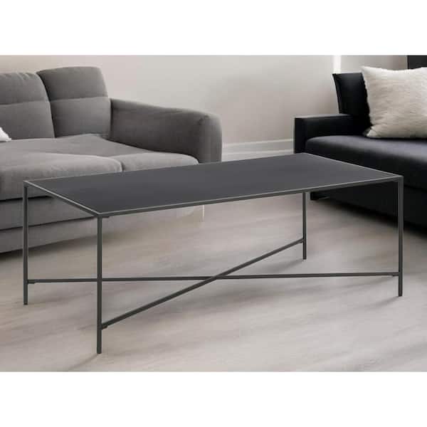 HomeRoots 48 in. Black Rectangle Metal Coffee Table