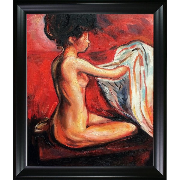 LA PASTICHE Paris Nude by Edvard Munch Black Matte Framed Abstract Oil Painting Art Print 25 in. x 29 in.