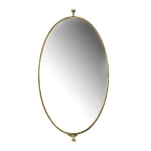 14 in. x 27 in. Farmhouse Oval Framed Metal Pivoting Decorative Mirror