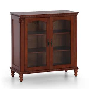 Royal Cherry Display Cabinet with Carving Decorative Pattern